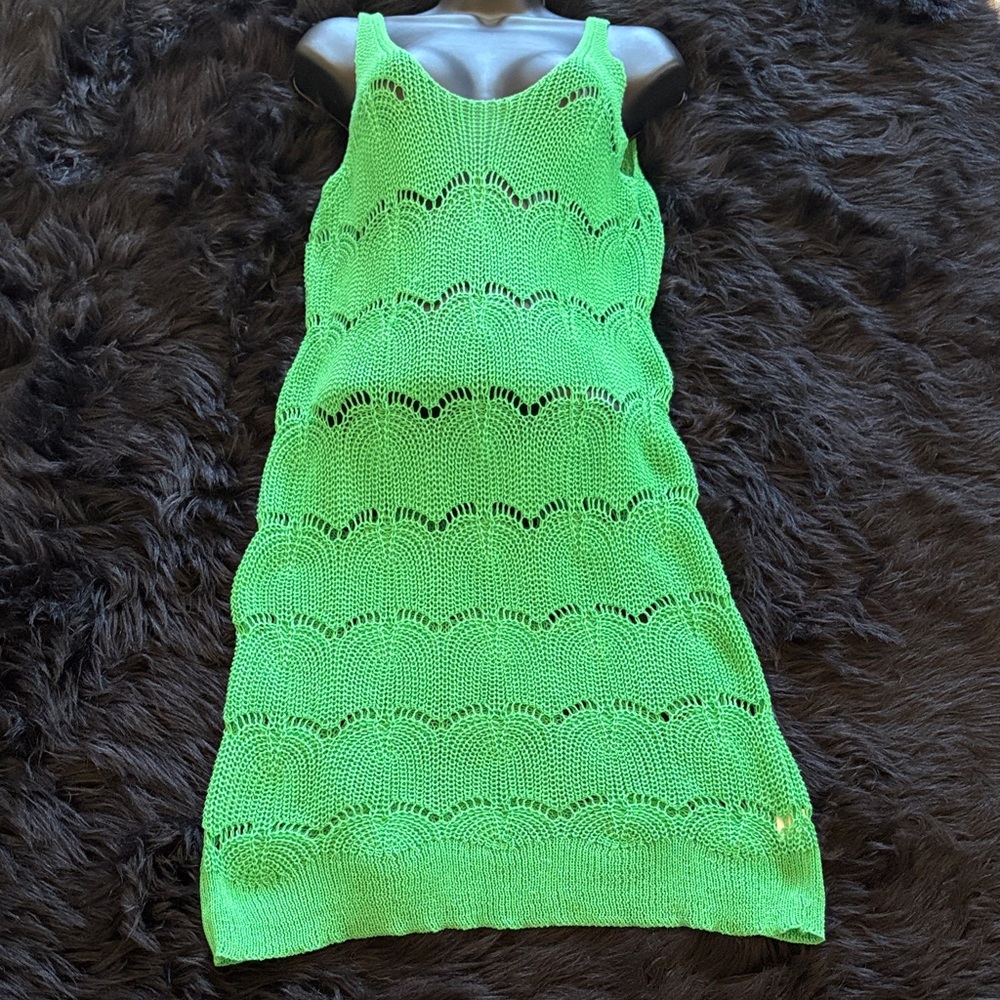 Bright Green Knit Tank Dress